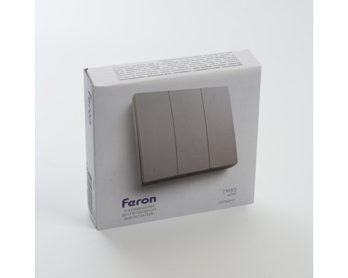 Выключатель беспроводной FERON TM83 230V, 500W, трехклавишный, серебро