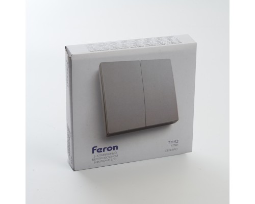 Кнопка-выключатель беспроводной FERON, TM82 230V, 500W, двухклавишный, серебро