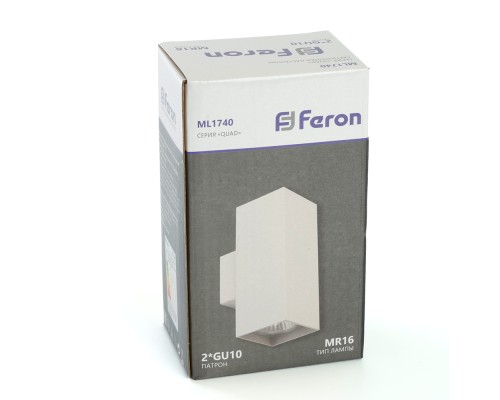 Светильник  настенный Feron ML1740 QUAD   MR16 35W, 230V, 2*GU10,  белый IP20