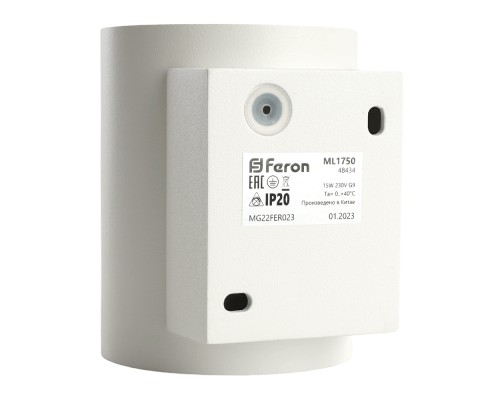 Светильник настенный Feron ML1750 Glow G9,15W, 230V белый + золото IP20