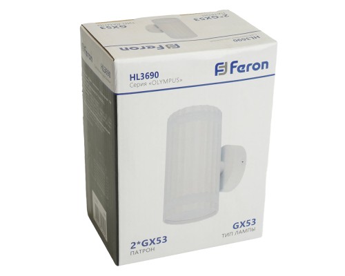 Светильник  настенный Feron HL3690 OLYMPUS 12W, 230V, 2*GX53,  белый IP20