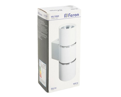 Светильник  настенный Feron ML1860 ZEN MR16 35W, 230V, 2*GU10, белый, хром IP20