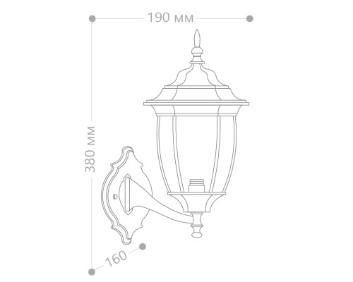 Светильник садово-парковый Feron PL6301 шестигранный на стену вверх 60W E27 230V, черное золото