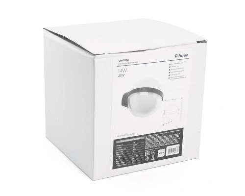 Светильник уличный светодиодный Feron DH503, 14W, 1000Lm, 4000K, черный