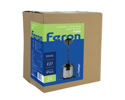 Светильник садово-парковый Feron PL805 на стену вниз 100W 230V E27,  черный