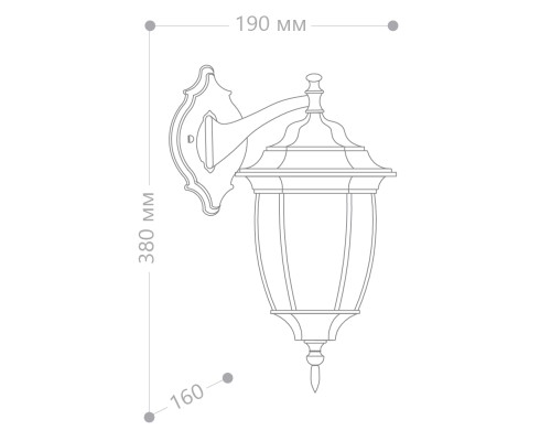 Светильник садово-парковый Feron PL6302 шестигранный на стену вниз 60W 230V E27, черное золото