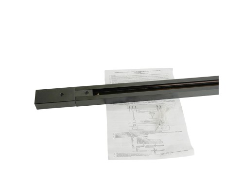 Шинопровод для трековых однофазных светильников, черный, 1м,  в наборе токоввод, заглушка, крепление, CAB1007