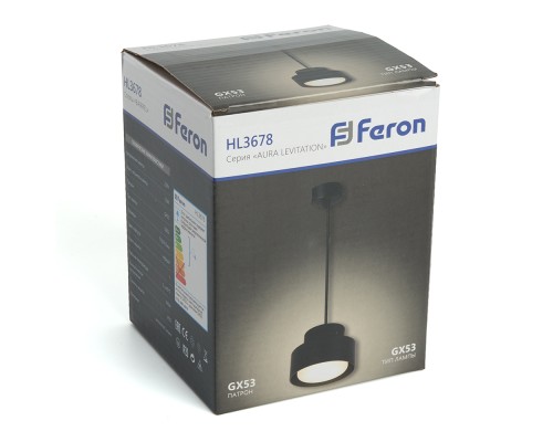 Светильник потолочный Feron HL3678 Barrel AURA levitation 12W, 230V, GX53, чёрный, на подвесе 1,7 м