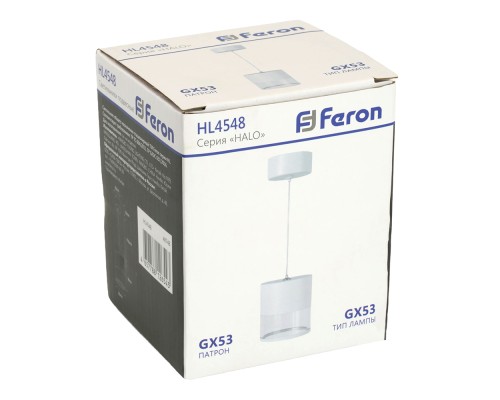 Светильник потолочный Feron HL4548 HALO levitation на подвесе GX53 12W 230V, белый 85*80