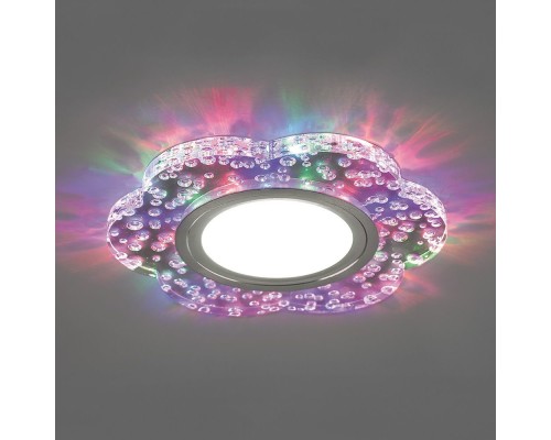 Светильник встраиваемый с разноцветной LED подсветкой Feron CD954 потолочный MR16 G5.3, прозрачный