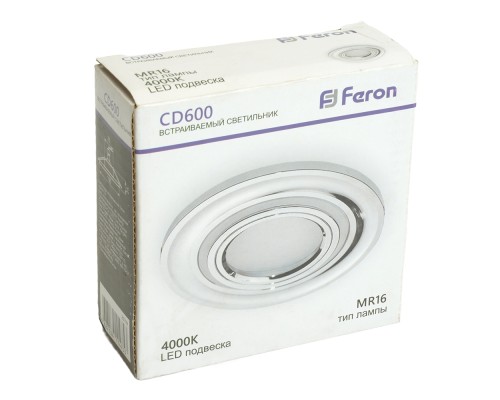 Светильник встраиваемый с белой LED подсветкой Feron CD600 потолочный MR16 G5.3 хром