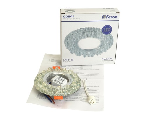 Светильник встраиваемый с LED подсветкой Feron CD941 потолочный MR16 G5.3 прозрачный