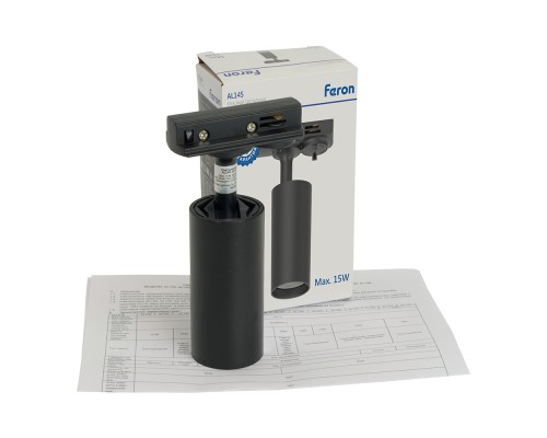 Светильник Feron AL145 трековый однофазный на шинопровод под лампу GU10, черный