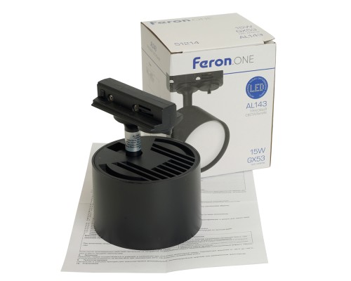 Светильник Feron.ONE AL143 трековый однофазный на шинопровод под лампу GX53, черный