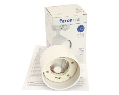 Светильник Feron.ONE AL143 трековый однофазный на шинопровод под лампу GX53, белый