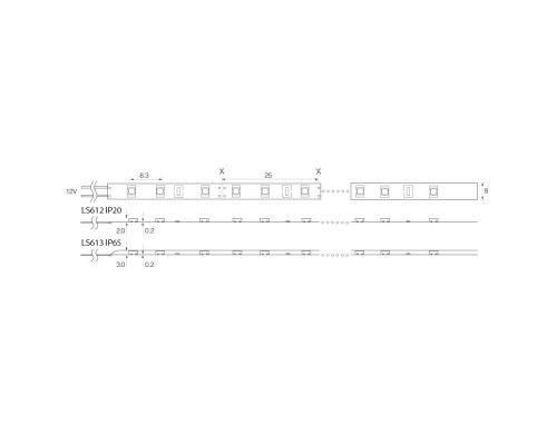 Светодиодная LED лента Feron LS613, 120SMD(2835)/m 9.6W/m 12V 5m 3000К