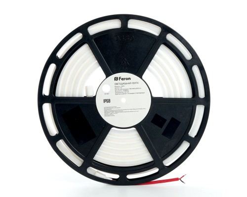 Светодиодная неоновая лента Feron LS651, 180SMD(2835)/m 14,4W/m 12V 5m IP68 ,4000К  с 2 заглушками, 2 заглушками c проводом, 10 креплениями в комплекте