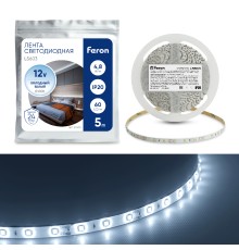 Светодиодная LED лента Feron LS603, 60SMD(2835)/m 4.8W/m 12V 5m 6500К