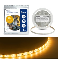 Cветодиодная LED лента Feron LS604, 60SMD(2835)/м 4.8Вт/м  5м IP65 12V желтый