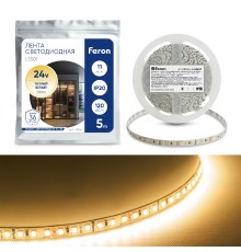 Светодиодная LED лента Feron LS501, 120SMD(2835)/м 11Вт/м 24V 5000*8*1.22мм 3000К