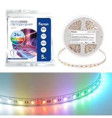 Лента светодиодная 60SMD(5050)/м 14,4Вт/м 24V 5000*12*1.22мм RGB+3000К, IP20, LS507 FERON