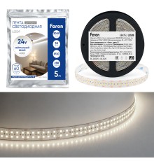 Лента светодиодная двухрядная, 288SMD(2835)/м 30Вт/м 24V 5000*20*1.8мм 4000К, IP20 , LS509 FERON