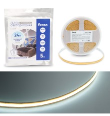 Лента светодиодная 720SMD(2110) 10Вт/м 24V 5000*8*1.8мм IP20 6500К, LS536 FERON СВОБОДНЫЙ РЕЗ