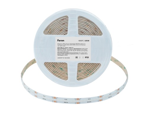 Лента светодиодная  COB RGBW-MIX 5 в 1 840SMD 22Вт/м 24V 5000*12*1.8 мм RGB+2300К+6500K, IP20, LS538 FERON