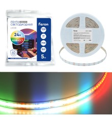 Лента светодиодная  COB RGBW-MIX 5 в 1 840SMD 22Вт/м 24V 5000*12*1.8 мм RGB+2300К+6500K, IP20, LS538 FERON