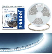 Светодиодная LED лента Feron LS502, 180SMD(2835)/м 16Вт/м 24V 30000*10*1.22мм 6000К 30м IP20