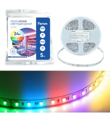 Светодиодная COB лента Feron LS530, 320SMD(2110) 10Вт/м 24V 5000*8*1.8мм 3000К IP20