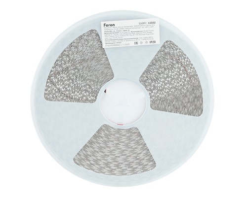 Светодиодная LED лента Feron LS502, 180SMD(2835)/м 16Вт/м 24V 30000*10*1.22мм 6000К 30м IP20