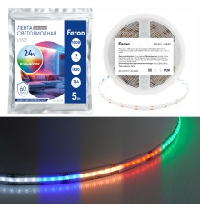 Лента светодиодная  784SMD(2110)/ 19Вт/м 24V 5000*12*2.3мм RGB+6000К, IP20, LS537 FERON