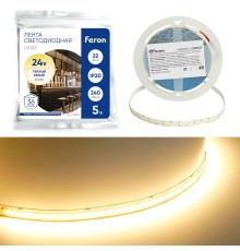 Светодиодная LED лента Feron LS503 240SMD(2835)/м 22Вт/м 24V 5000*10*1.22мм 3000К, IP20