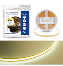 Лента светодиодная 720SMD(2110) 10Вт/м 24V 5000*8*1.8мм IP20 3000К, LS536 FERON СВОБОДНЫЙ РЕЗ