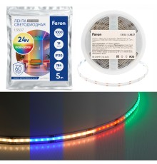 Лента светодиодная  784SMD(2110)/ 19Вт/м 24V 5000*12*2.3мм RGB+3000К, IP20, LS537 FERON