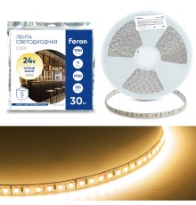 Светодиодная LED лента Feron LS501, 120SMD(2835)/м 11Вт/м 24V 30000*8*1.22мм 3000К 30м IP20