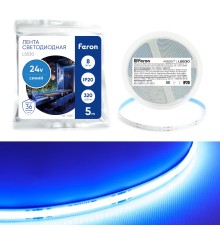 Светодиодная COB лента Feron LS530 320SMD(2110) 10Вт/м 24V 5000*8*1.8мм IP20, синий