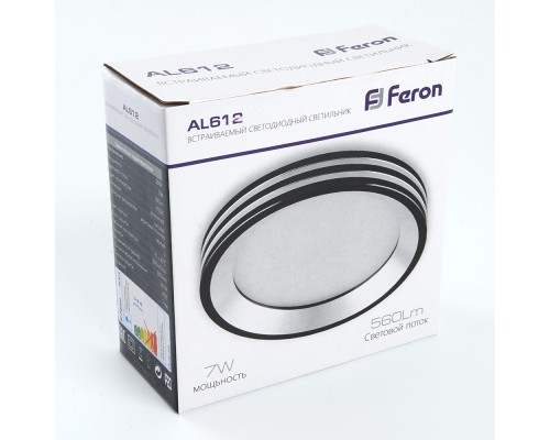 Светодиодный светильник Feron AL612 встраиваемый 7W 4000K черный