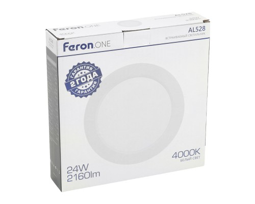 Светодиодный светильник Feron.ONE AL528 встраиваемый 24W 4000K белый