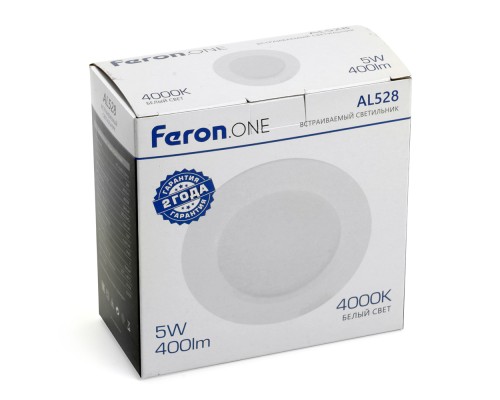 Светодиодный светильник Feron.ONE AL528 встраиваемый 5W 4000K белый