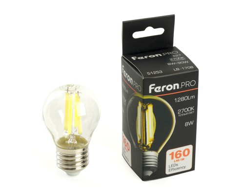 Лампа светодиодная Feron.PRO LB-1708 Шарик E27 1280LM 8W 175-265V 2700K