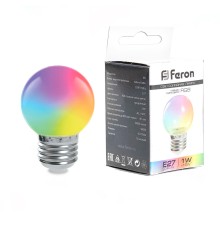 Лампа светодиодная Feron LB-371 Шар матовый E27 3W 230V RGB быстрая смена цвета