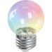 Лампа светодиодная Feron LB-37 Шарик прозрачный E27 1W RGB быстрая смена цвета