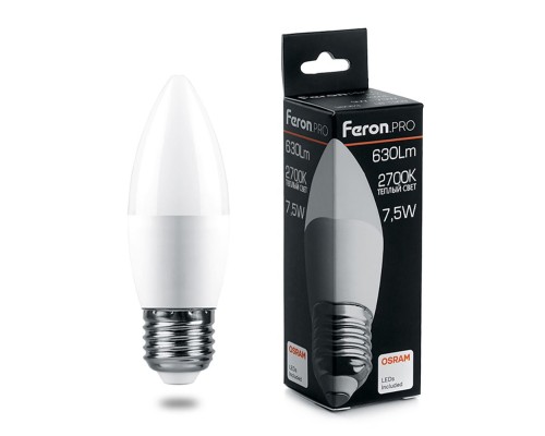 Лампа светодиодная Feron.PRO LB-1307 Свеча E27 7.5W 2700K OSRAM LED