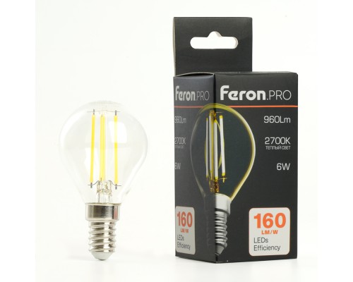 Лампа светодиодная Feron.PRO LB-1706 Шарик E14 960LM 6W 175-265V 2700K