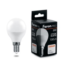 Лампа светодиодная Feron.PRO LB-1409 Шарик E14 9W 2700K