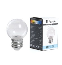 Лампа светодиодная Feron LB-371 Шар E27 3W 6400K прозрачный