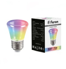 Лампа светодиодная Feron LB-372 Колокольчик прозрачный E27 1W RGB быстрая смена цвета