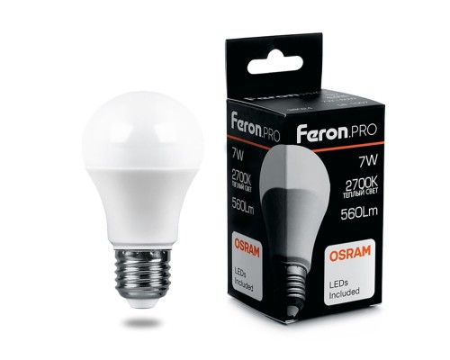 Лампа светодиодная Feron.PRO LB-1007 Шар E27 7W 2700K OSRAM LED